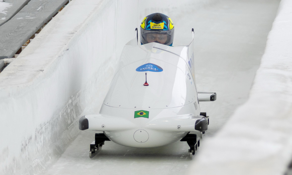 Edson Bindilatti e Edson Martins na prova do two-man no Mundial de Bobsled e Skeleton